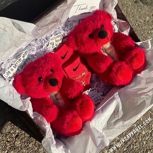 matching nike socks to the slippers along with cross necklaces or initials made